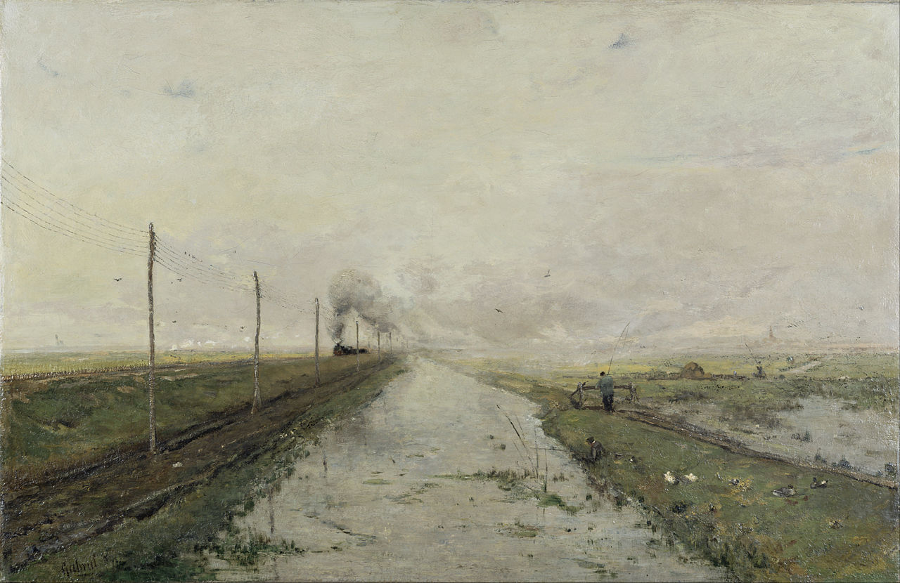 Landscape with a Train, vintage artwork by Paul Joseph Constantin Gabriël, 12x8" (A4) Poster
