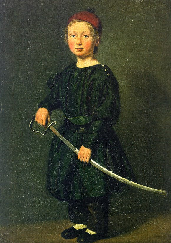 Portrait of a Boy: One of the Artist's Sons, vintage artwork by Christian Albrecht Jensen, 12x8" (A4) Poster