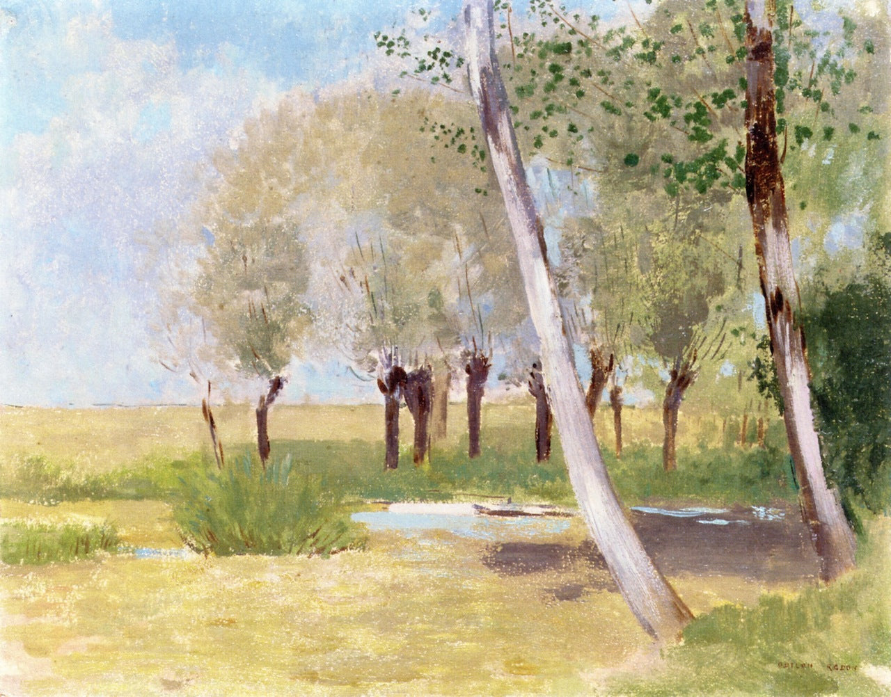 Birches in Autumn, vintage artwork by Odilon Redon, 12x8" (A4) Poster