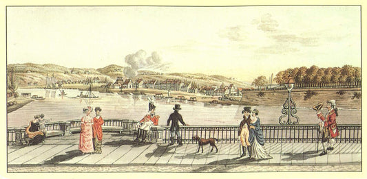 View of Elbe, vintage artwork by Christian Gottlob Hammer, 12x8" (A4) Poster