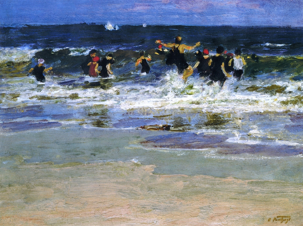 Beach Scene, Jumping in the Surf by Edward Henry Potthast,A3(16x12")Poster