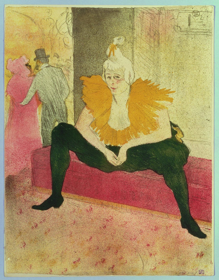 Seated Clowness, Miss Cha-U-Kao by Henri de Toulouse-Lautrec,A3(16x12