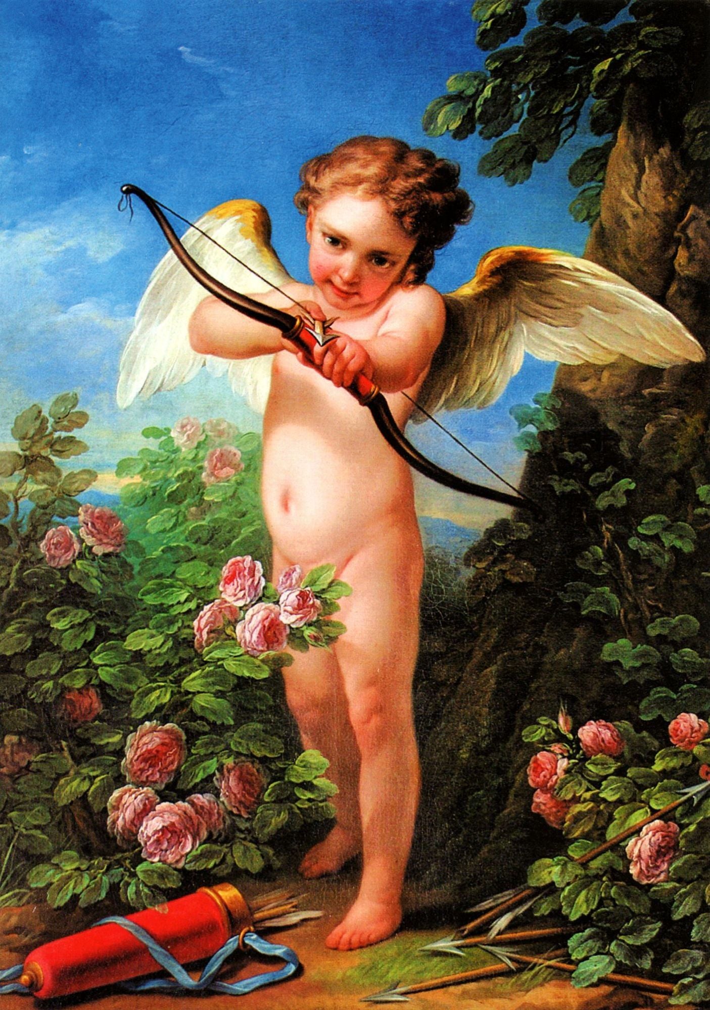Cupid Shooting a Bow, vintage artwork by Carle van Loo, 12x8" (A4) Poster