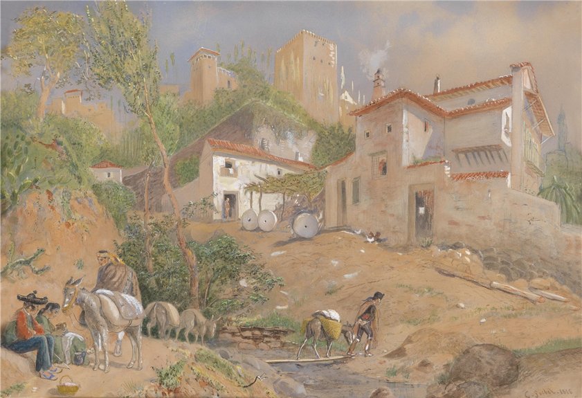 In the Sierra, vintage artwork by Carl Goebel, 12x8" (A4) Poster