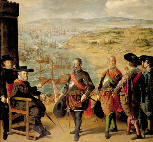 Defence of Cadiz Against the English, vintage artwork by Francisco de Zurbarán, 12x8" (A4) Poster