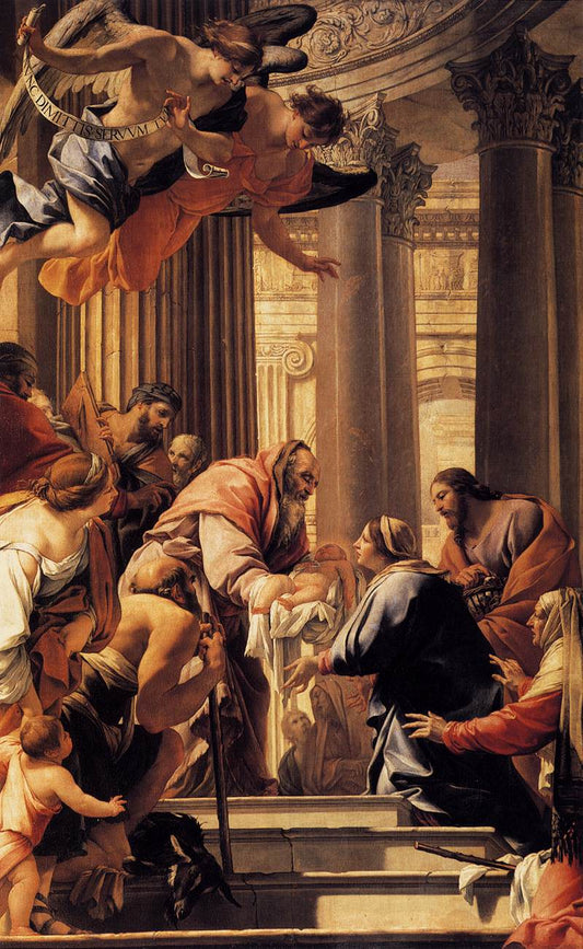 Presentation in the Temple, vintage artwork by Simon Vouet, 12x8" (A4) Poster