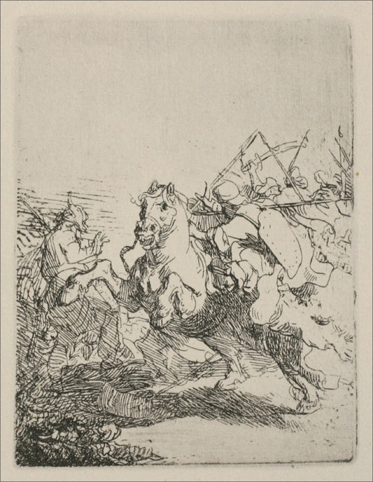 A Battle-Piece, vintage artwork by Rembrandt van Rijn, 12x8" (A4) Poster