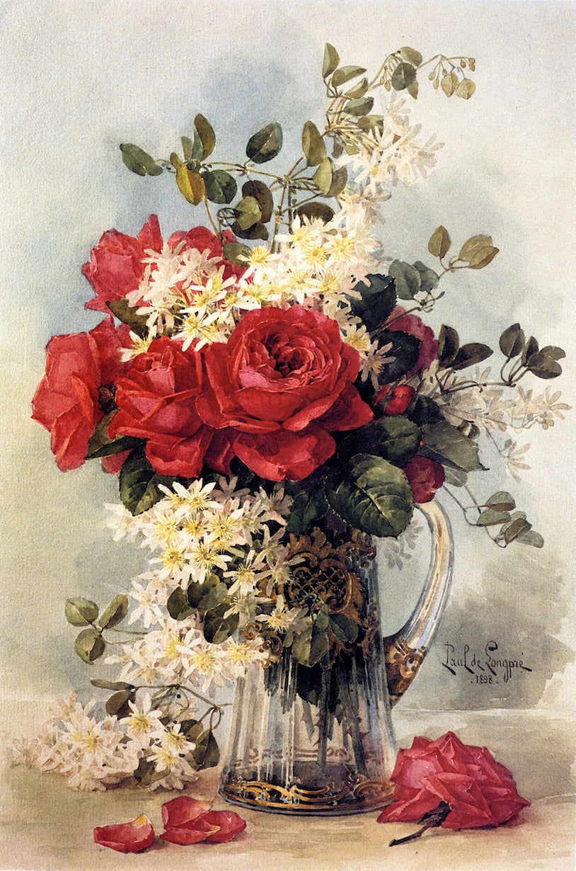 Fresh from the Garden, vintage artwork by Paul De Longpre, 12x8" (A4) Poster