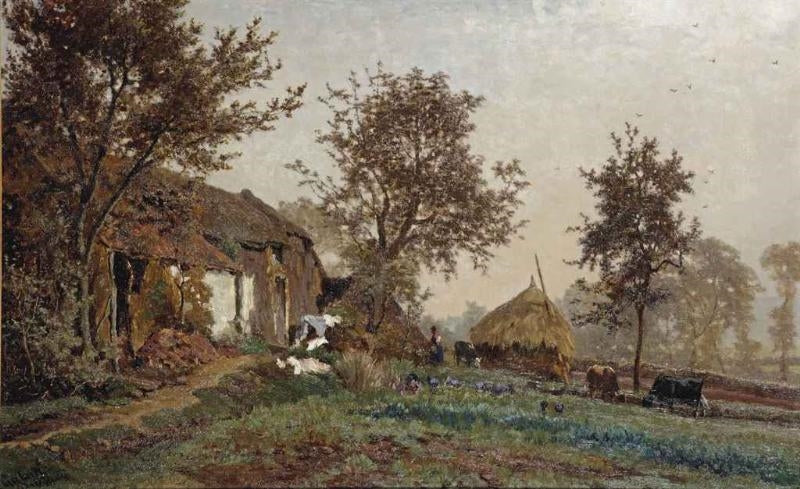 A Farm in Oosterbeek, vintage artwork by Paul Joseph Constantin Gabriël, 12x8" (A4) Poster