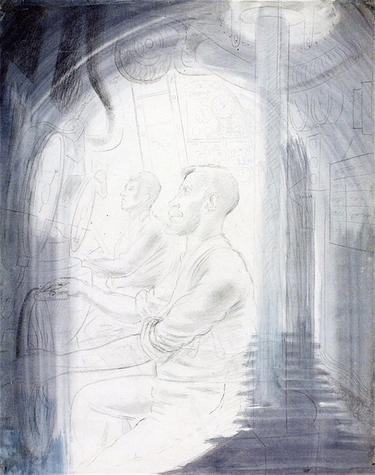 Study for Submarine Series 2, vintage artwork by Eric Ravilious, 12x8" (A4) Poster
