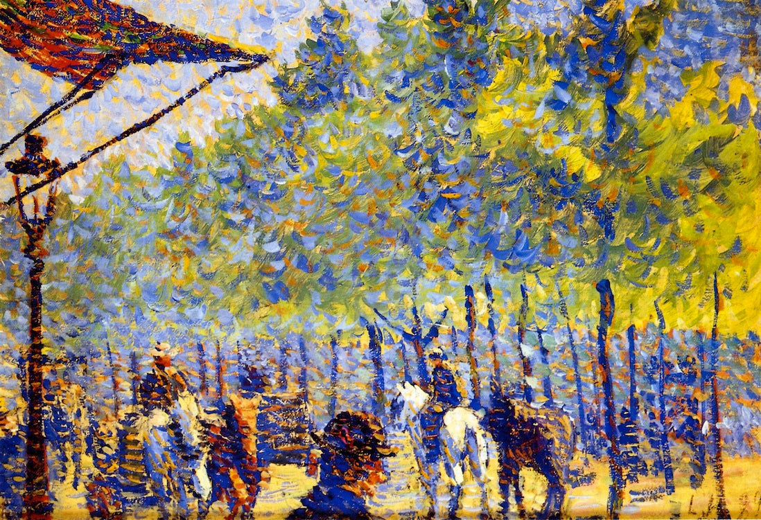 Street Scene in Paris, vintage artwork by Louis Hayet, 12x8" (A4) Poster