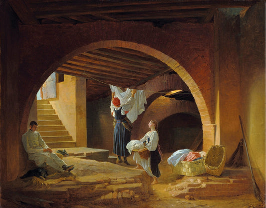 On the Attic, vintage artwork by Pyotr Basin, A3 (16x12") Poster Print