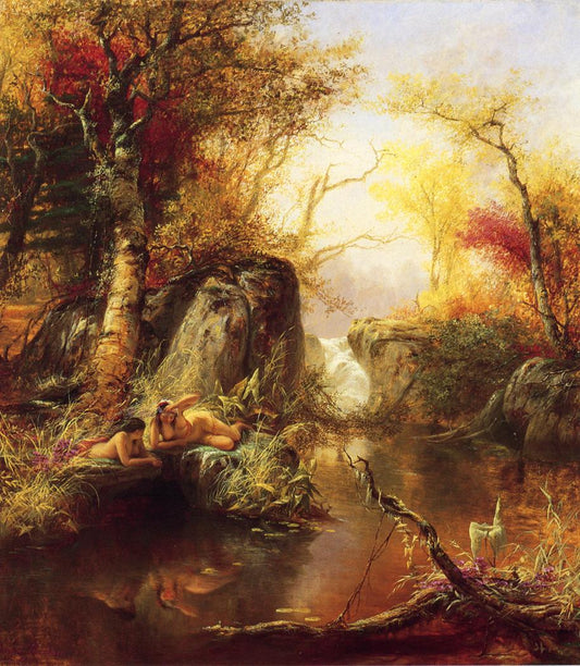 Indian Idyll, vintage artwork by Jerome Thompson, A3 (16x12") Poster Print