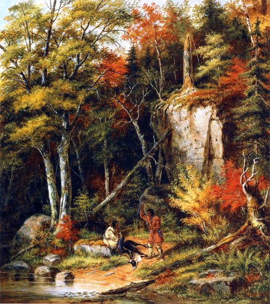 Indian Hunters on the St. Maurice River, vintage artwork by Cornelius Krieghoff, A3 (16x12") Poster Print