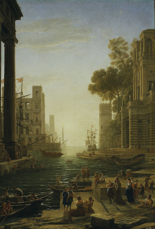 Embarkation of St Paula Romana at Ostia, vintage artwork by Claude Lorrain, 12x8" (A4) Poster