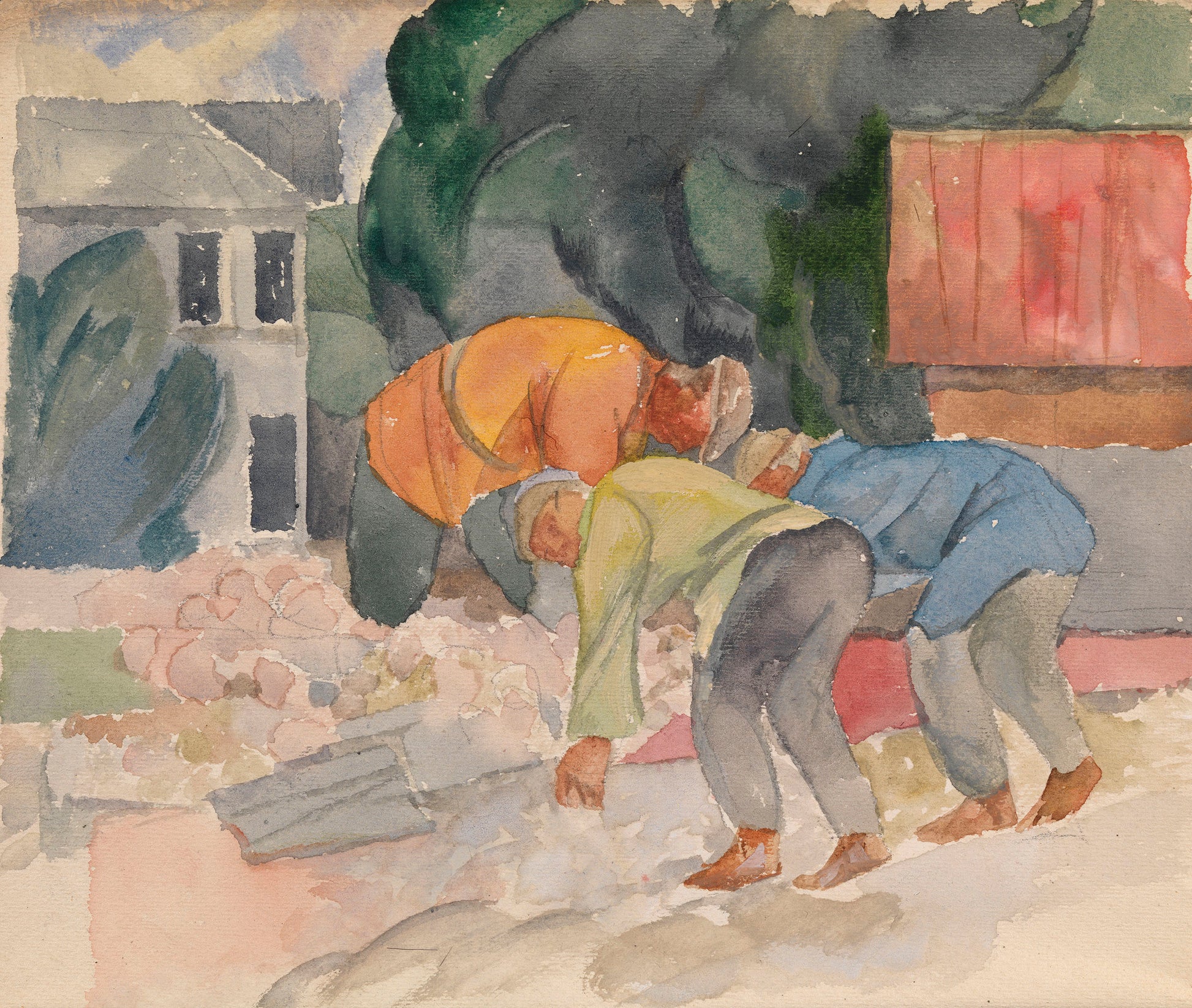 Gathering Potatoes, vintage artwork by Alexander Shevchenko, 12x8" (A4) Poster