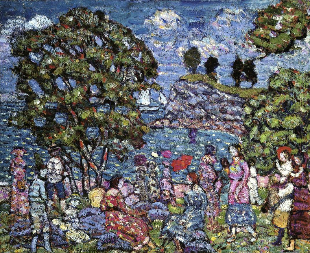 Cove with Figures, vintage artwork by Maurice Prendergast, 12x8" (A4) Poster