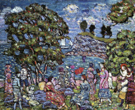 Cove with Figures, vintage artwork by Maurice Prendergast, 12x8" (A4) Poster