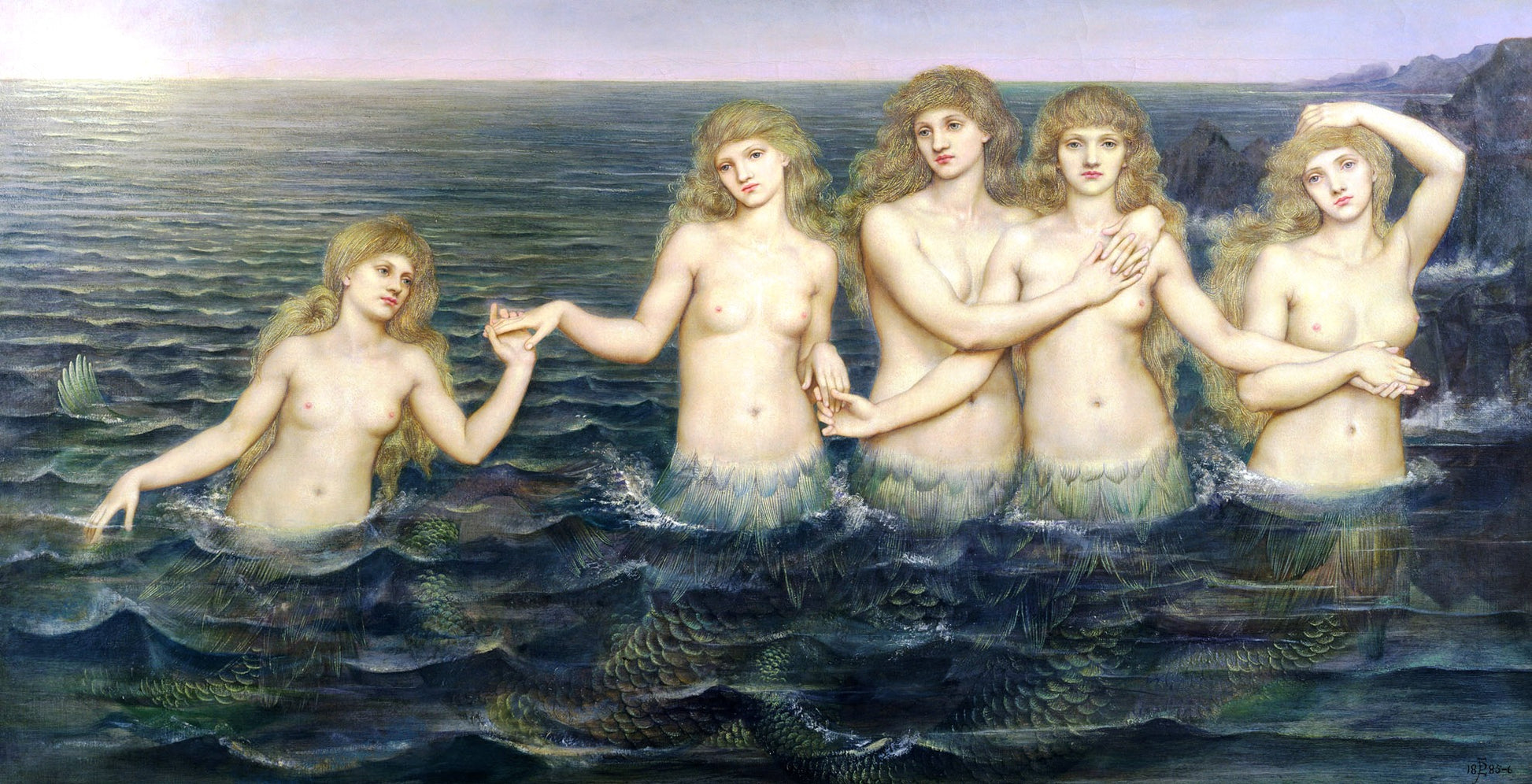 The Sea Maidens by Evelyn de Morgan,A3(16x12")Poster