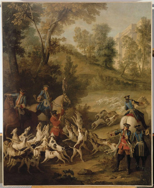 The End of the Hunt, vintage artwork by Jean-Baptiste Oudry, 12x8" (A4) Poster