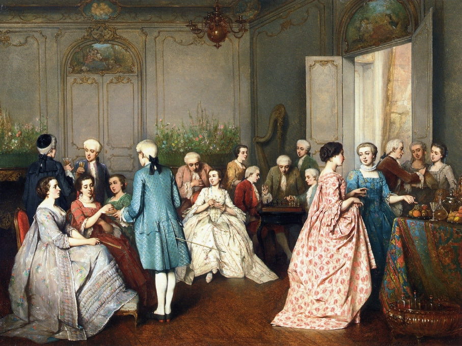 Fashionable Soiree, vintage artwork by Benjamin Eugene Fichel, 12x8" (A4) Poster
