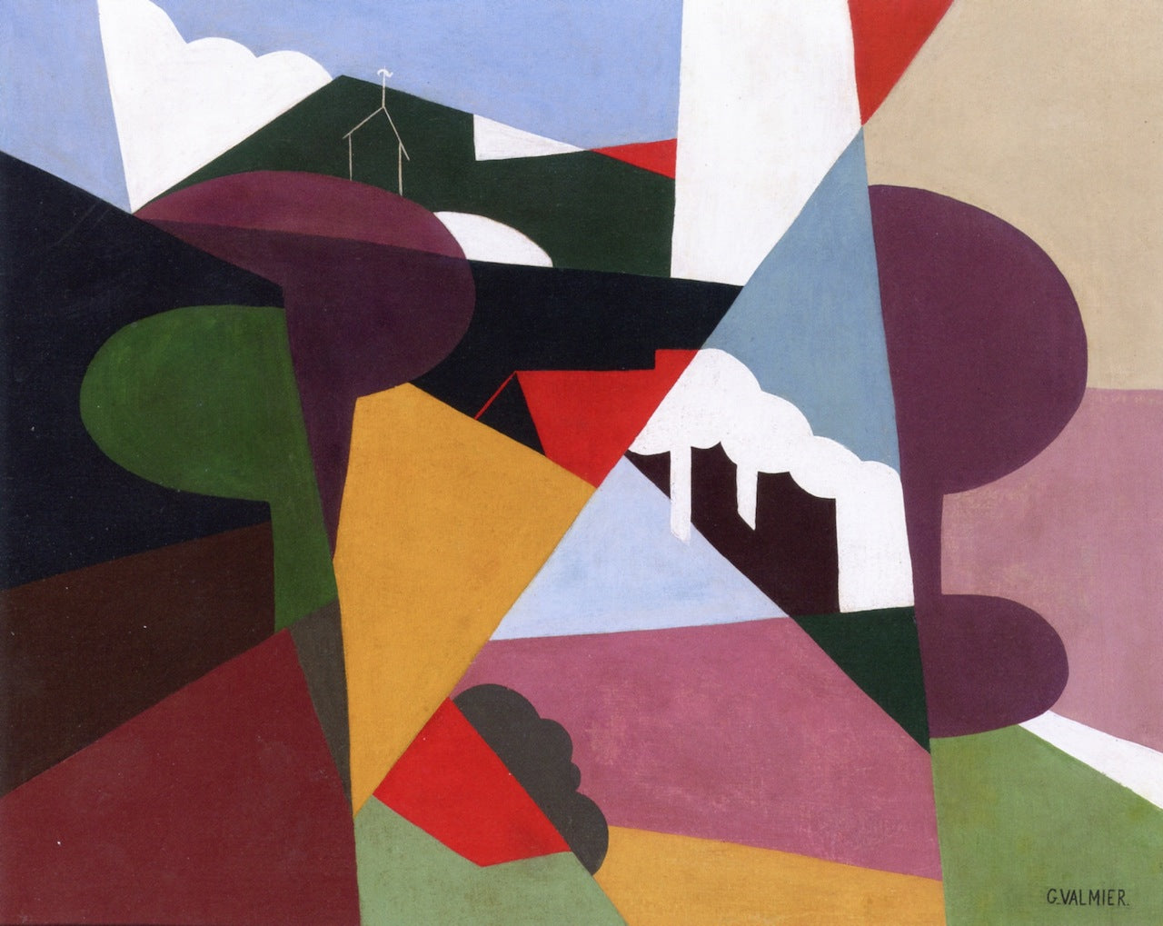 Landscape, La Ciotat, vintage artwork by Georges Valmier, 12x8" (A4) Poster