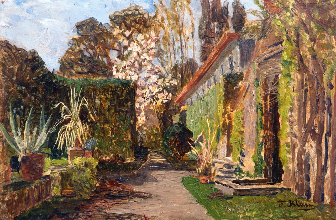 A Mediterranean Garden, vintage artwork by Tina Blau, 12x8" (A4) Poster