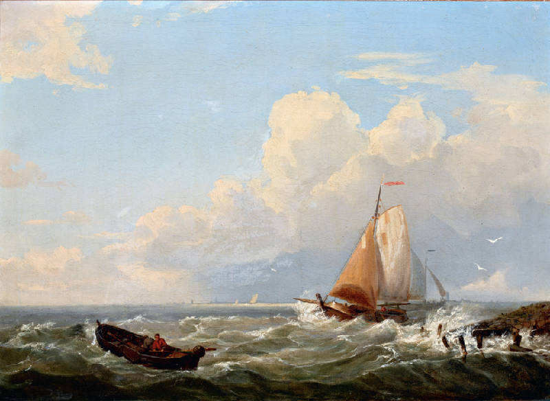 Sailboats in the Harbour, vintage artwork by Hermanus Koekkoek The Elder, A3 (16x12") Poster Print