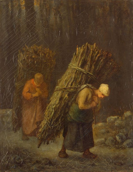 Peasant Women Gathering Wood, vintage artwork by Jean-François Millet, A3 (16x12") Poster Print