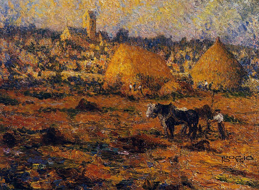 A Winter Afternoon in Auvers by Emilio Boggio,A3(16x12")Poster