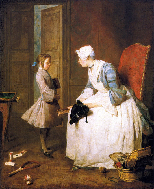 The Governess, vintage artwork by Jean-Baptiste-Simeon Chardin, 12x8" (A4) Poster