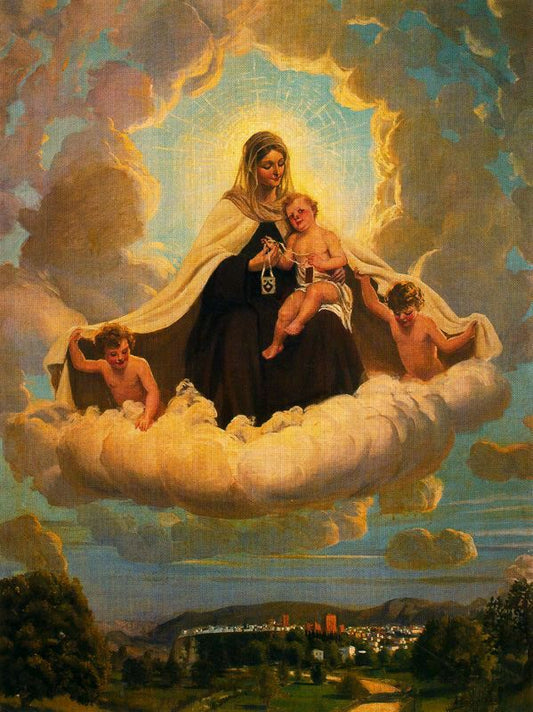 Virgen del Carmen, vintage artwork by Adolfo Lozano Sidro, 12x8" (A4) Poster
