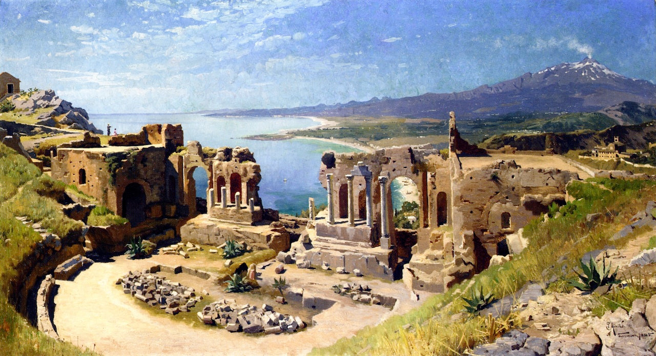 The Amphitheater at Taormina by Peder Mork Monsted,A3(16x12")Poster