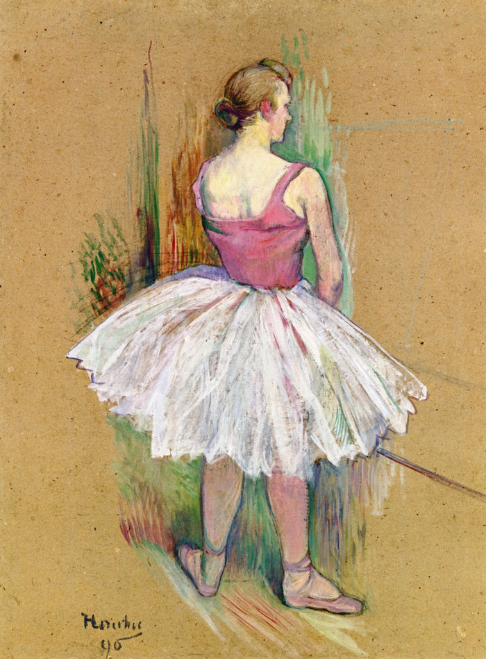 Dancer on Foot, Back View, vintage artwork by Henri de Toulouse-Lautrec, 12x8