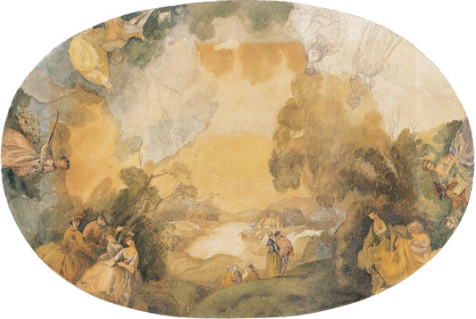 Plafond a la Watteau, vintage artwork by Sergei Chekhonin, 12x8" (A4) Poster