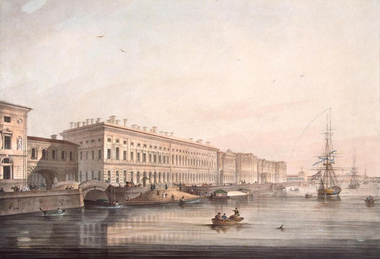 A View of the Palace Embankment, vintage artwork by Karl Beggrov, A3 (16x12") Poster Print
