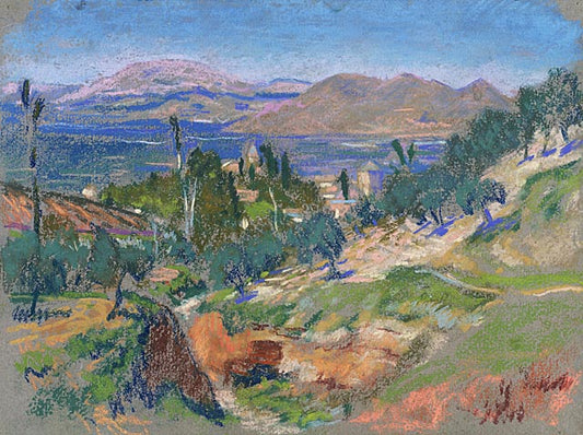 Landscape along a Coast, vintage artwork by Paul Dougherty, 12x8" (A4) Poster
