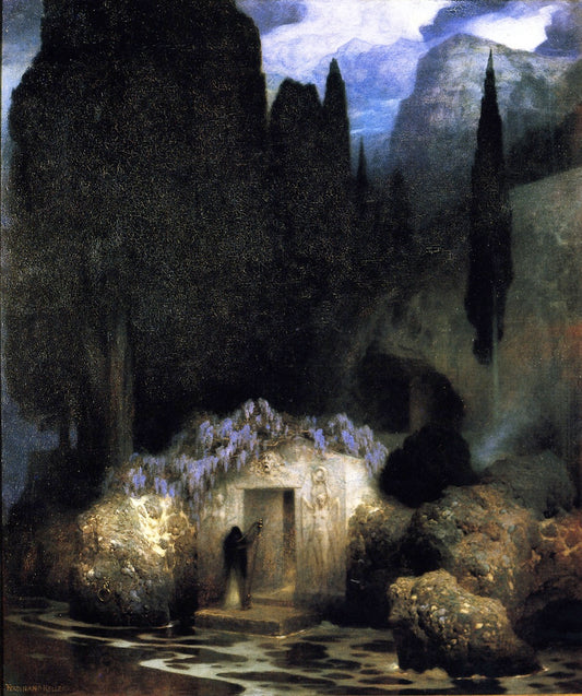 The Sacred Wood, vintage artwork by Arnold Böcklin, 12x8" (A4) Poster