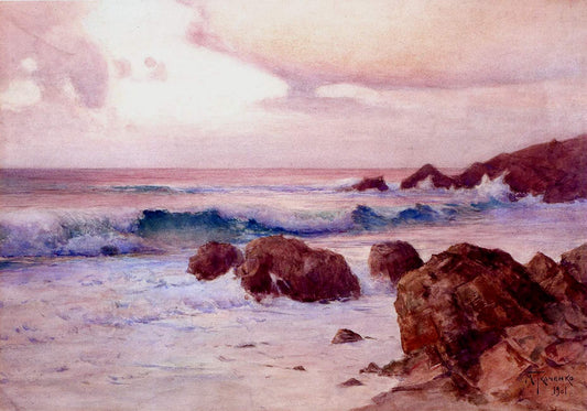 The Surf, vintage artwork by Mikhail Tkachenko, 12x8" (A4) Poster