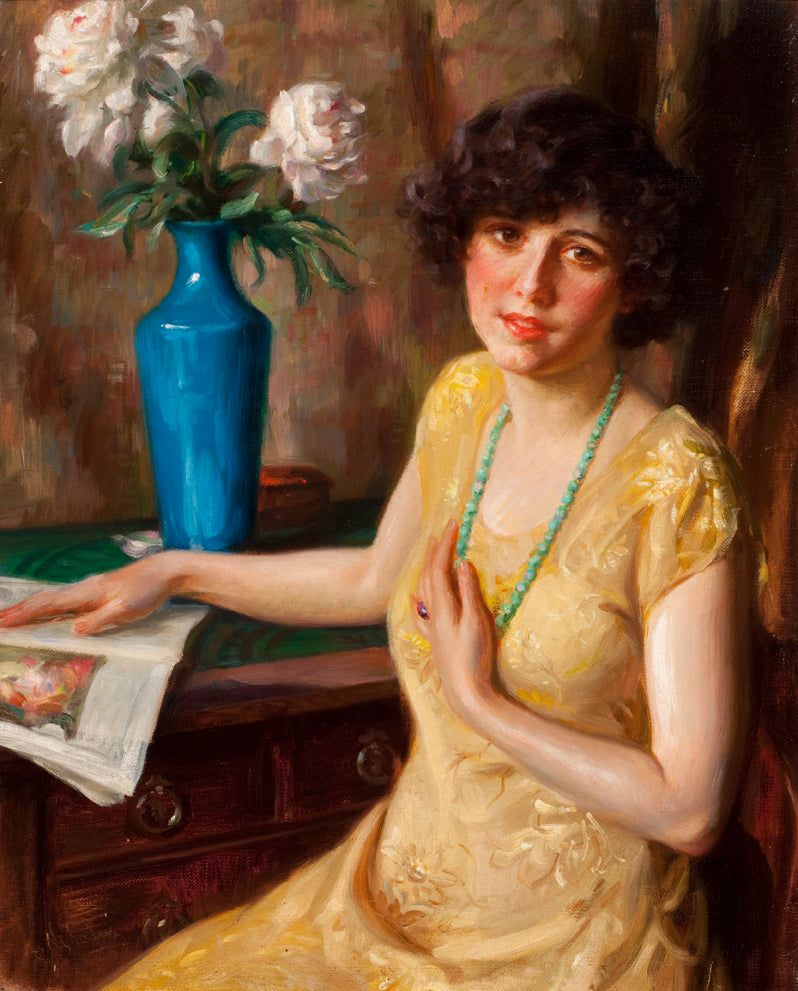 Portrait of Miss N, vintage artwork by Arvid Nyholm, 12x8" (A4) Poster