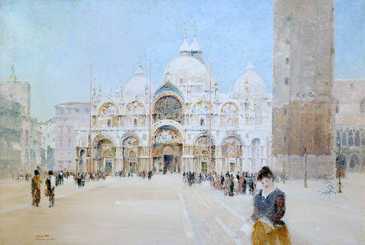 St Mark's Cathedral, Venice, vintage artwork by John Miller Nicholson, 12x8" (A4) Poster