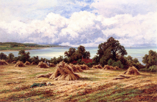 Harvest Time - on the Sussex Coast, vintage artwork by Henry Hilling Parker, 12x8" (A4) Poster