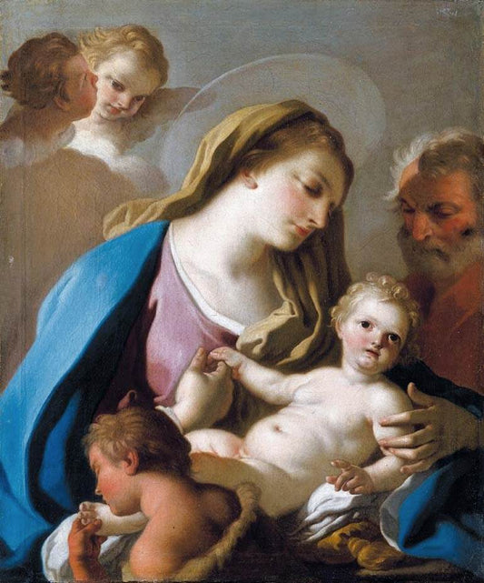 Holy Family with the Infant St John The Baptist, vintage artwork by Francesco de Mura, 12x8" (A4) Poster
