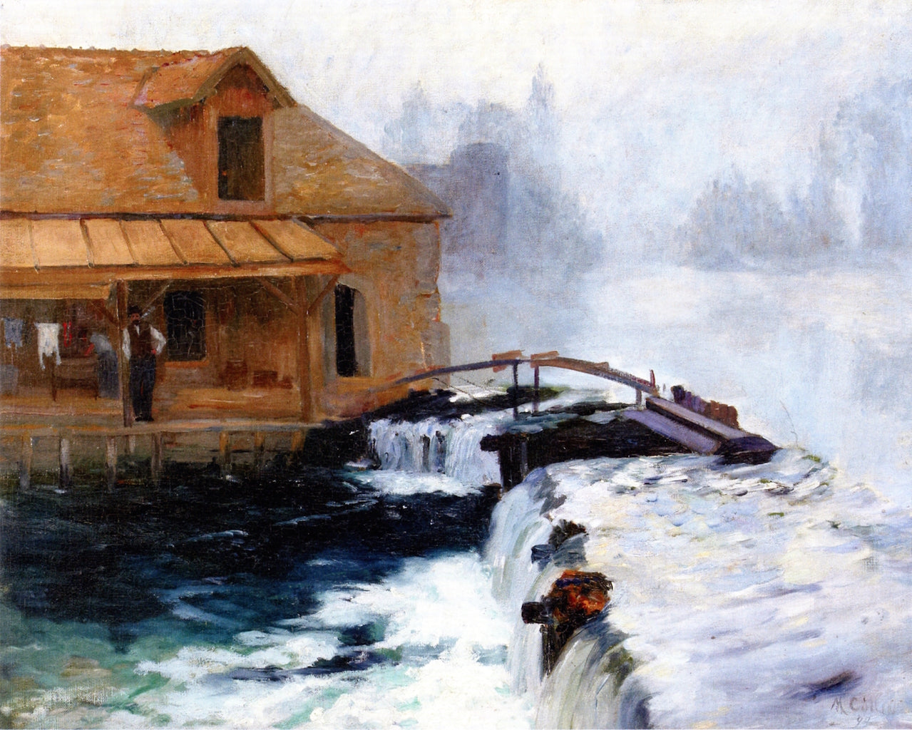 The Dam, Passy, vintage artwork by Maurice Cullen, 12x8" (A4) Poster