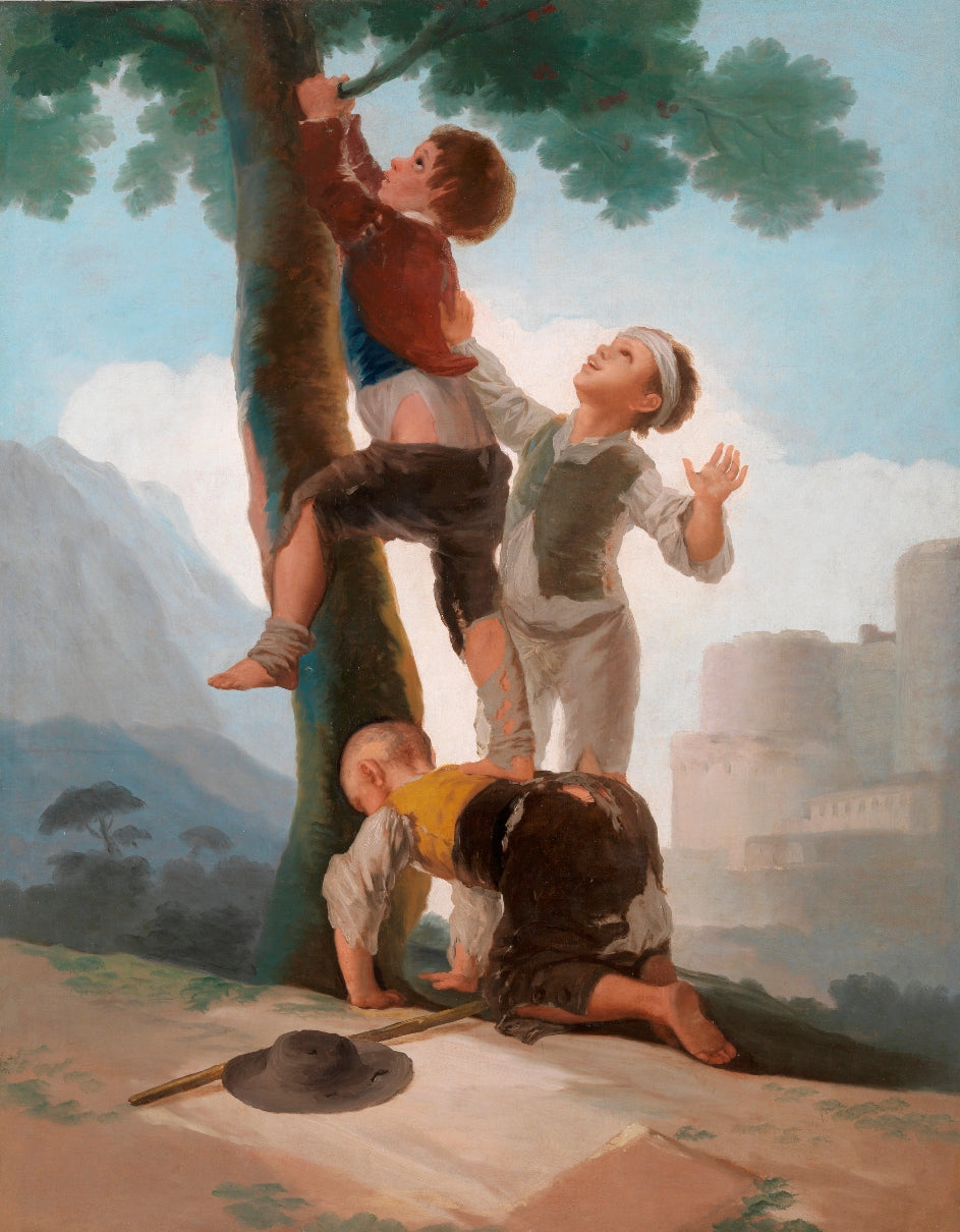 Boys Climbing a Tree, vintage artwork by Francisco de Goya y Lucientes, 12x8" (A4) Poster