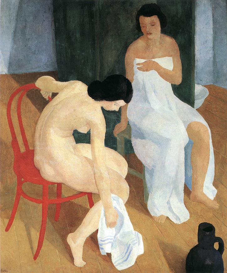 Bathing in the Morning, vintage artwork by Karoly Patko, 12x8" (A4) Poster