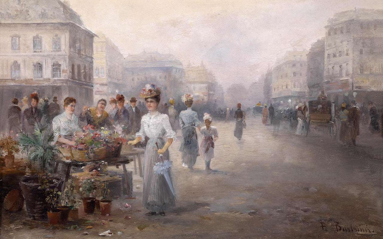 Flower Market in Brussels by Emil Barbarini,A3(16x12")Poster