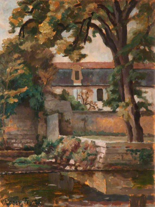 Landscape with Buildings and Tree by  a Pool on the Continent, vintage artwork by Roger Eliot Fry, 12x8" (A4) Poster