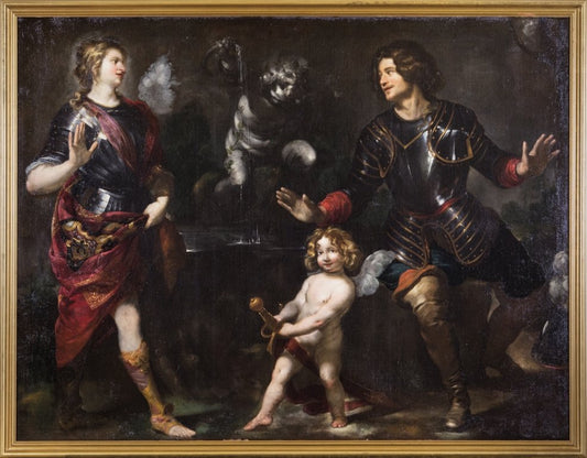 Tancred and Clorinda, vintage artwork by Luciano Borzone, 12x8" (A4) Poster