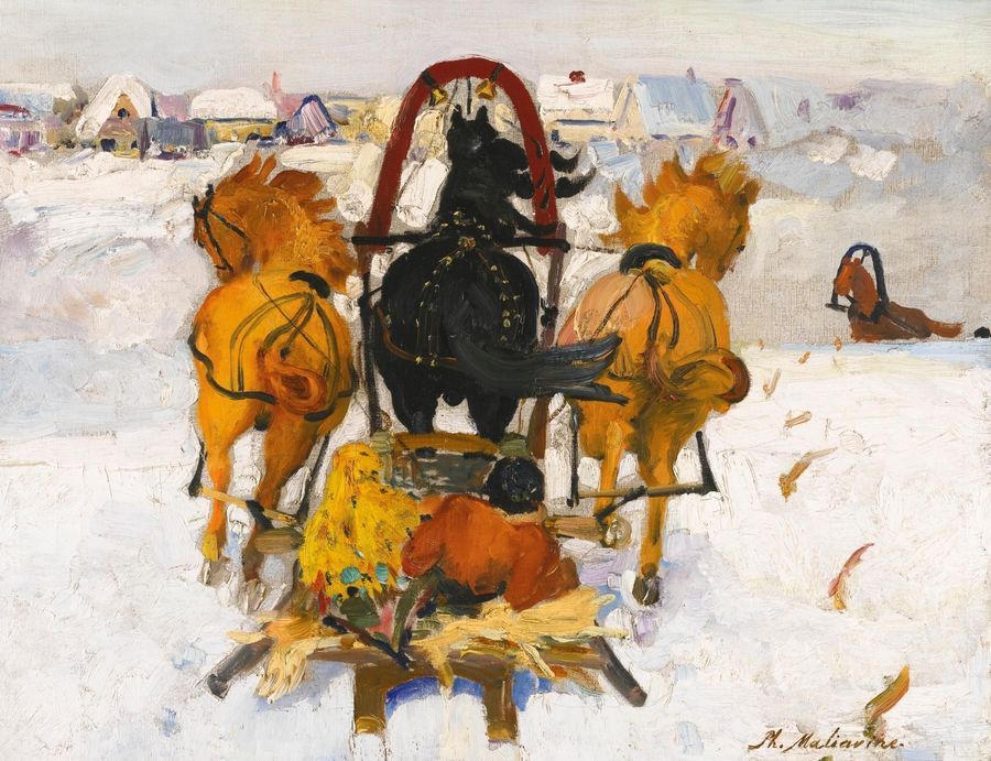 Troika in the Snow by Filipp Andreevich Maliavin,A3(16x12")Poster
